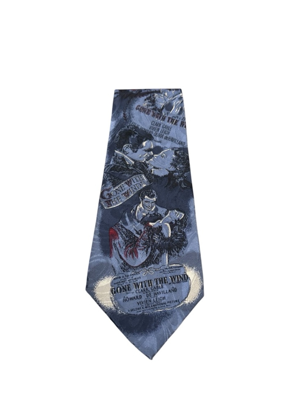 Wembley Gone With The Wind Tie Blue Movie Novelty 1992 100% silk MT3